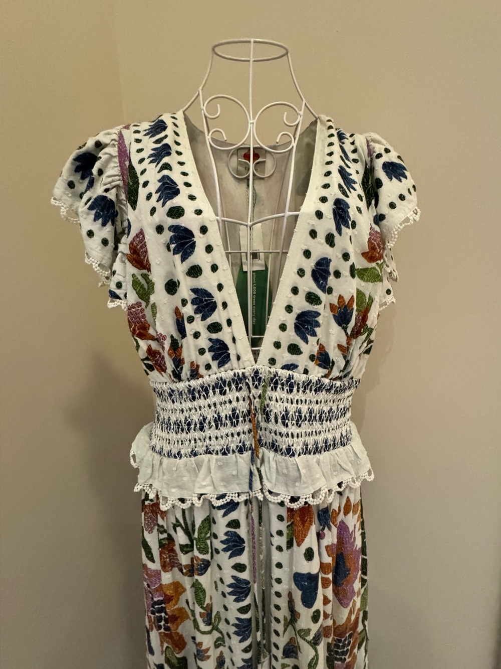 Farm Rio Floral Eyelet Ruffle Maxi Dress  Summer Garden Size XL NWT - Picture 5 of 8